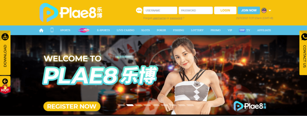Plae8 Online Casino Homepage