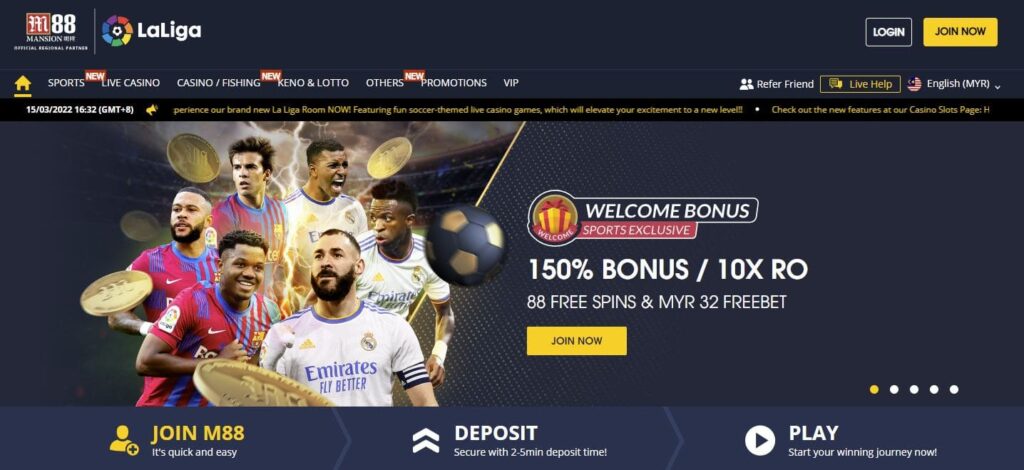 M88 Malaysia Online Casino Homepage